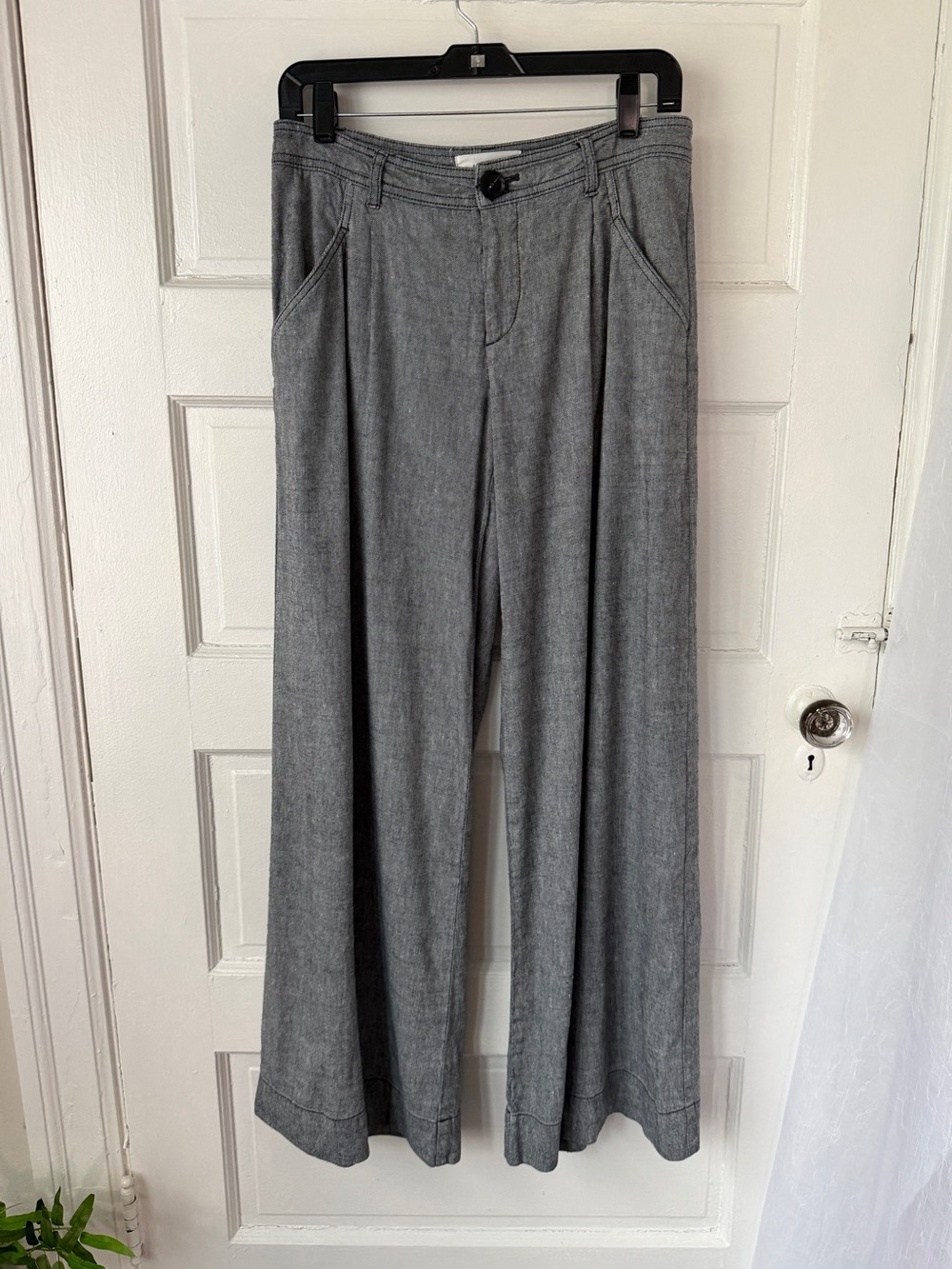 Anthropologie Linen Blend Wide Leg Low Rise Pants Relaxed Fit Minimalist Boho - Picture 14 of 14